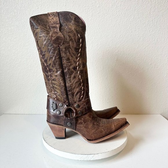 EUC Junk Gypsy Lane VAGABOND Boots 10 Brown Distressed Snip Toe Western Cowboy - Picture 2 of 8